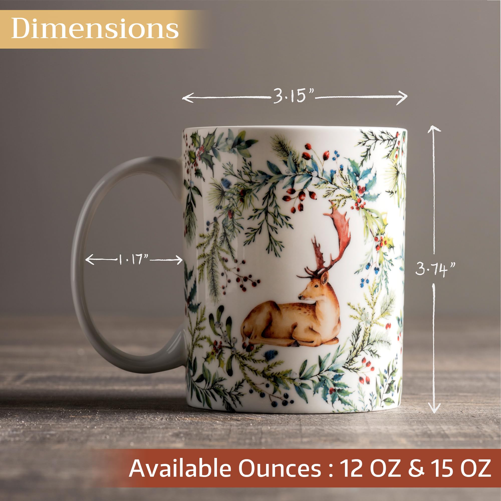 Maison d' Hermine Coffee Mug with Handles Tea Cups (12 Ounce, Pack of 1)