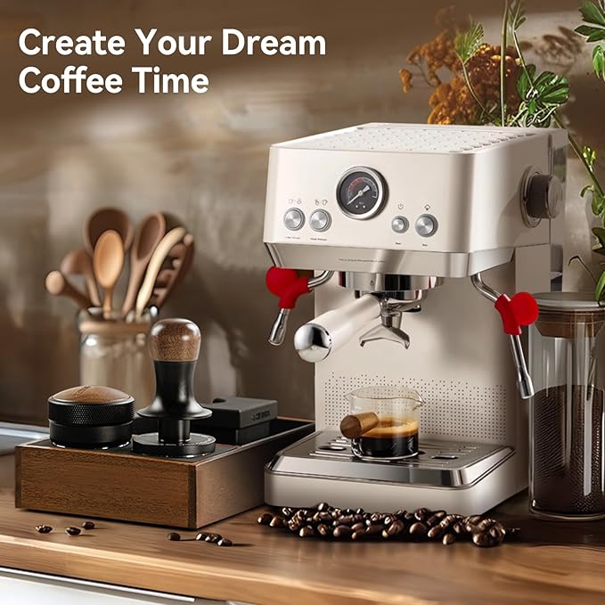 MHW-3BOMBER 51mm Espresso Coffee Tamper with Three Spring Loaded Calibrated Espresso Tamper 30lbs Espresso Hand Tamper with Sound Feedback Titanium Coating Black T6178T-OS