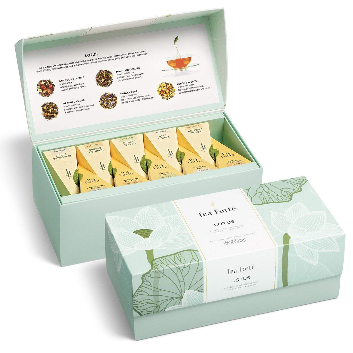 Tea Forte Tea Sampler, 20 Pyramid Infuser Bags, Premium Tea Gift Set
