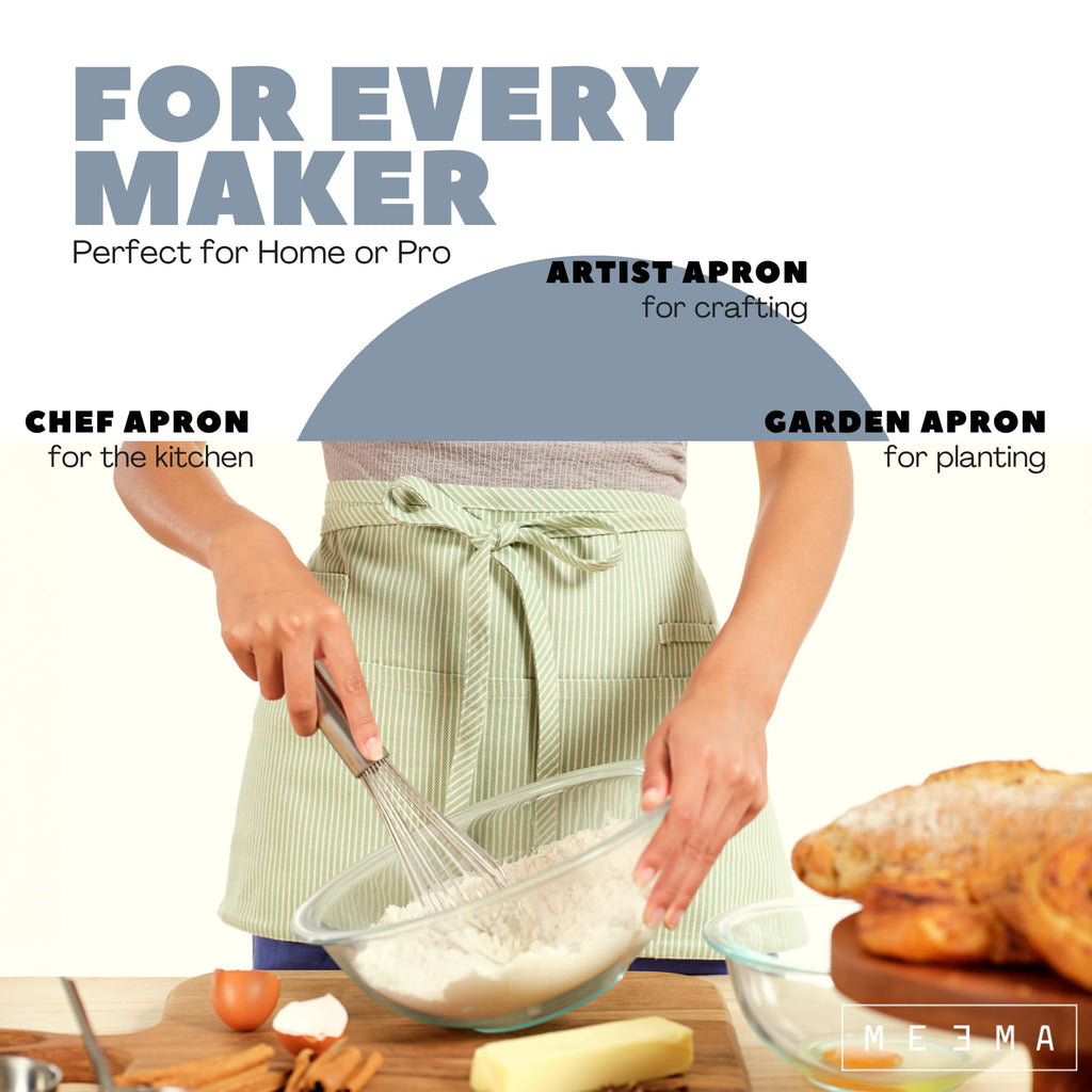 MEEMA Chef Waist Aprons for Women with Pockets, Adjustable Cooking Aprons