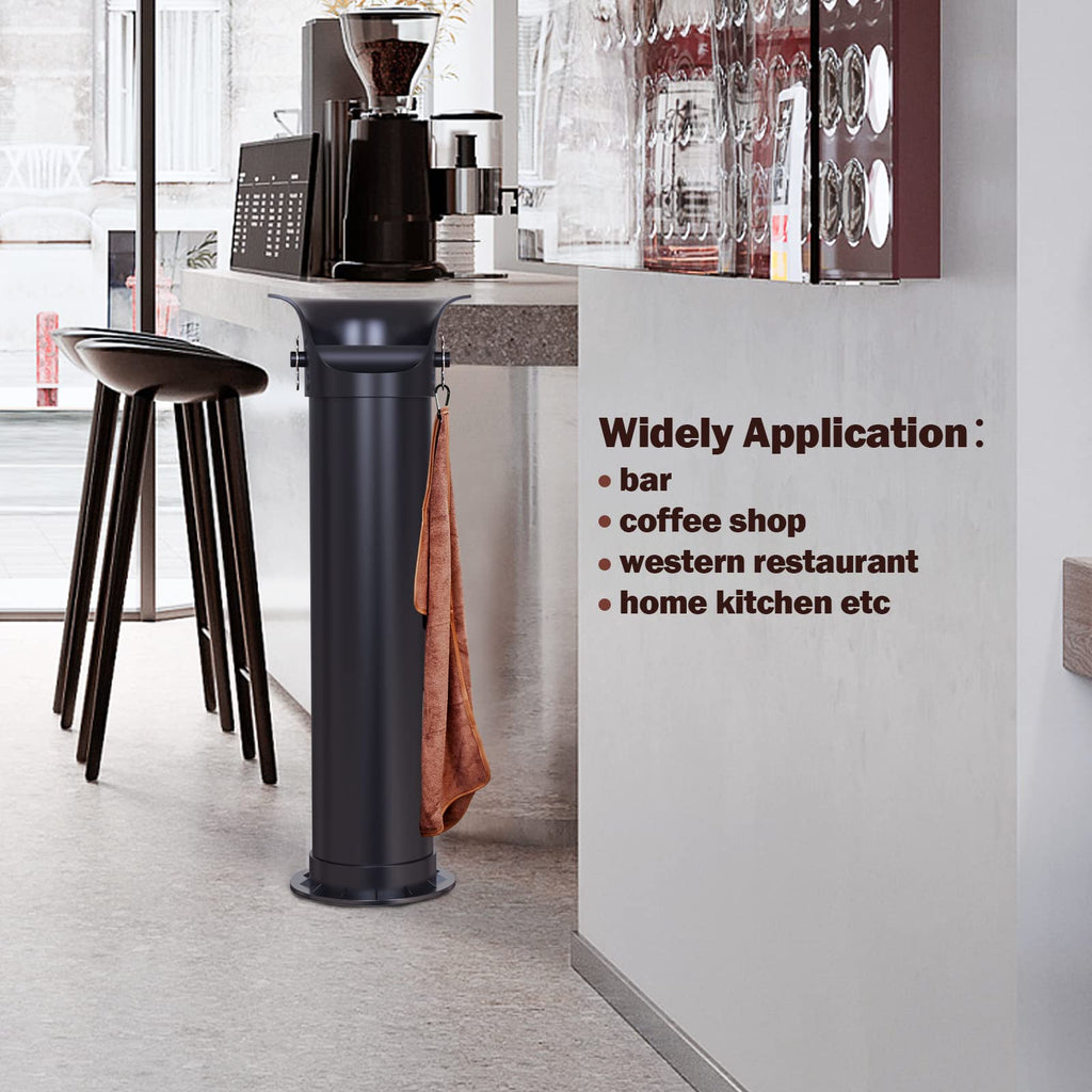 EASGIU Knock Box for Espresso Grounds, Home and Commercial Use Knockbox with Removable Non-Slip Base & Barista Towel, Espresso Knock Box, Coffee Grind Collection Dump Bin, Extra Large