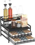 Coffee Bar Organizer, Coffee Pod Organizer,3 Tier Coffee Syrup Rack Organizer,72 K Cup Storage for Counter Storing K Cup,Coffee Syrups, Coffee Makers and Other Coffee Supplies-Black