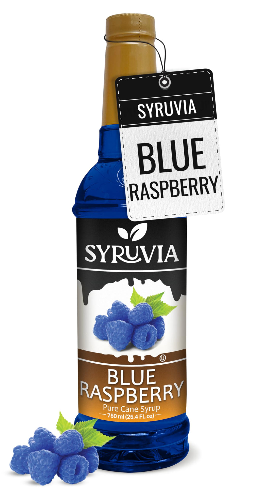 Syruvia Blue Raspberry Syrup, Flavored Syrup for Cocktails, Fruit Drinks, Lemonades, and Desserts – 25.4 fl oz