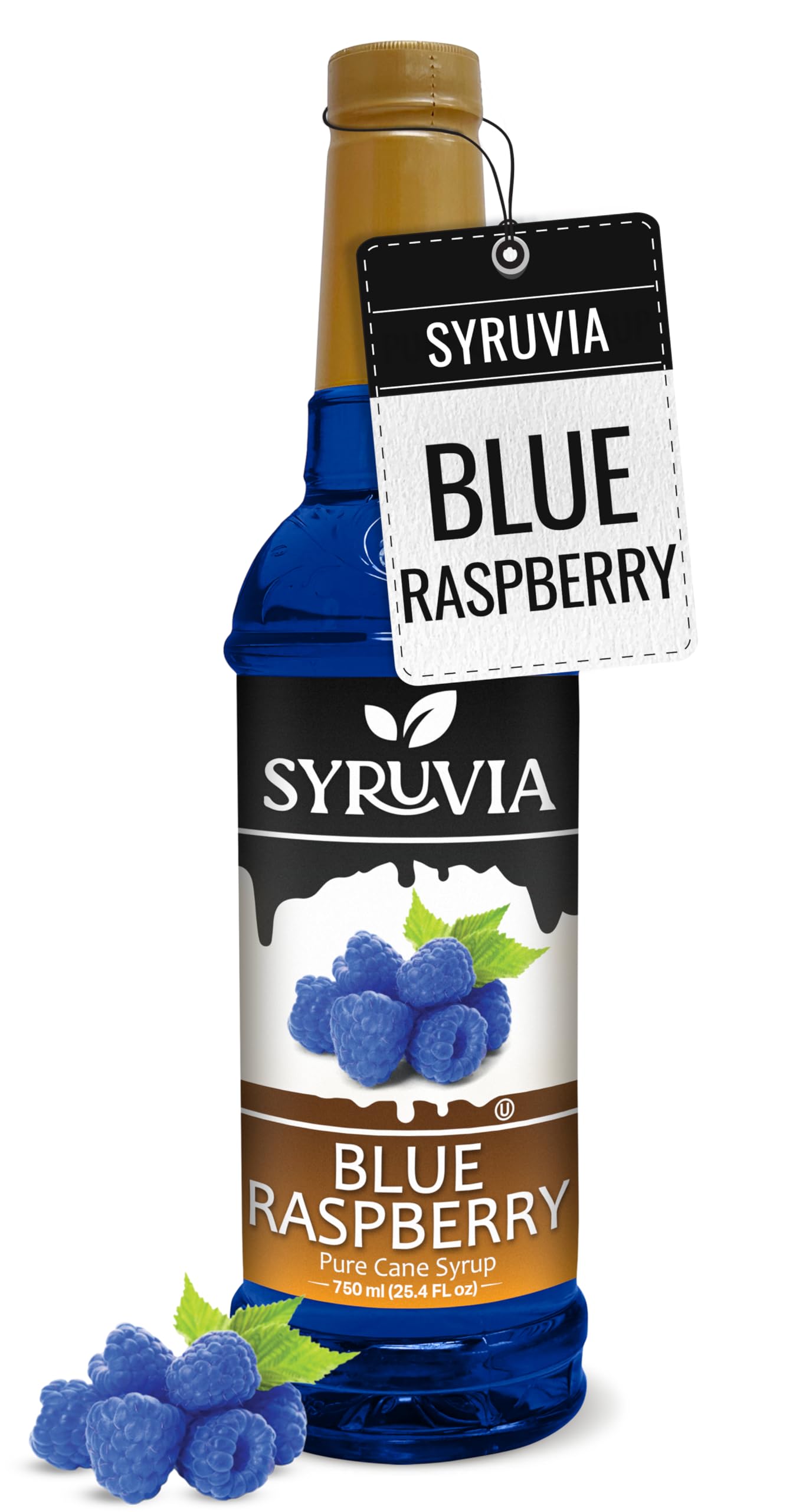 Syruvia Blue Raspberry Syrup, Flavored Syrup for Cocktails, Fruit Drinks, Lemonades, and Desserts – 25.4 fl oz