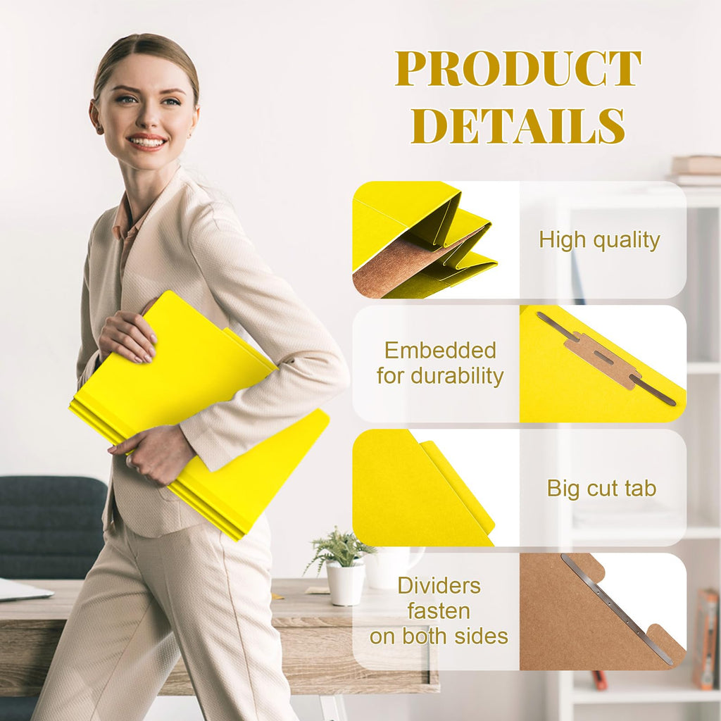 Skyygemm 12 Pcs Classification Folder Letter Size, 1 Divider,Yellow