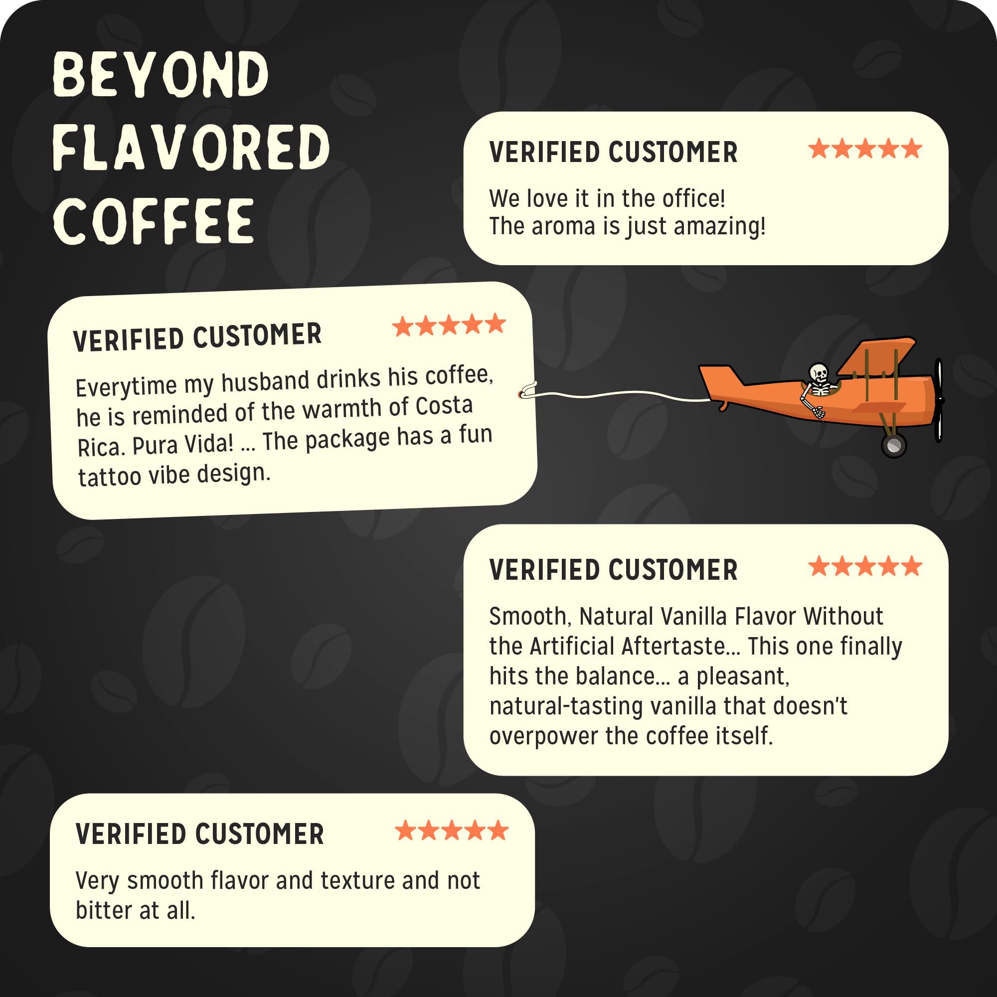 Bones Coffee Company Salted Caramel Flavored Coffee, Medium Roast Low Acid Arabica Beans Compatible with Auto drip and French Press Coffee Maker, 12 Oz Whole Bean