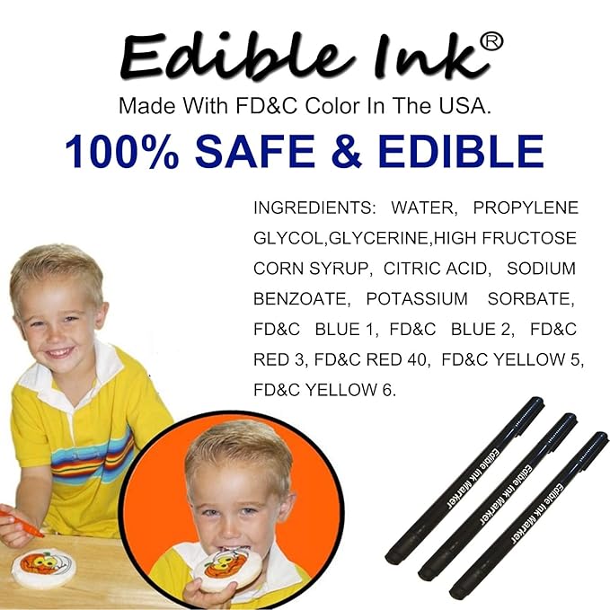 Dual Tips Food Coloring Pens，3PCS Black Color Food Grade and Edible Marker,Gourmet Writers for Decorating Fondant,Cakes, Cookies, Frosting, Easter Eggs, Thick Tip and Fine Tip, by Edibleink
