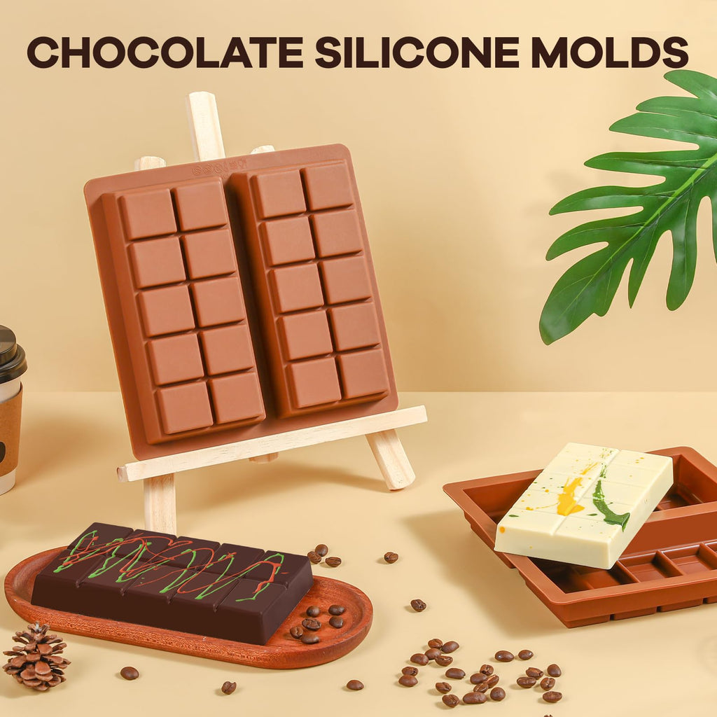 Fimary Dubai Chocolate Molds 1 Inch Deep, Silicone Chocolate Bar Mold – Non-Stick, Flexible, Large and Thick Homemade Chocolates, Candies, and Desserts - Set of 2
