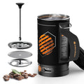 Stoke Voltaics Electric French Press Coffee Maker, 120V Boil Water & Press Coffee 2-in-1, Portable Design for Camping, Travel, 6 Minute Brew Ready