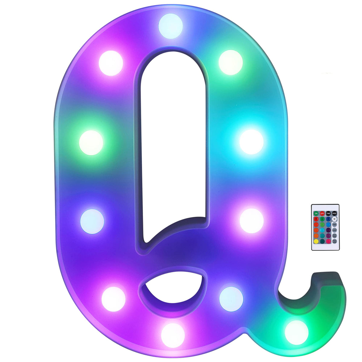 Foaky LED Letter Lights Sign Marquee Light Up Letters Sign for Night Light Wedding/Birthday Party Battery Powered Christmas Lamp Home Bar Decoration(Q)