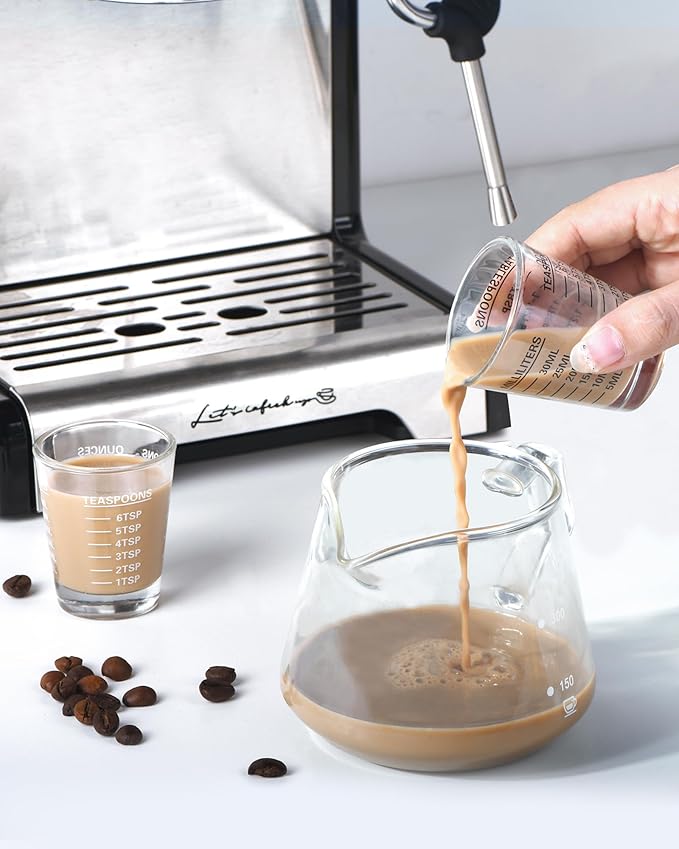Shot Glasses Measuring Cup Set 2PACK Espresso Shot Glasses Liquid Heavy Glass 26-Incremental Measurement 1 OZ, 2 TBS, 6 TSP, 30 ML Kitchen Tools (Black)