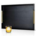 OurMiao 22 Inches Wooden Serving Tray with Handles, Black Ottoman Tray