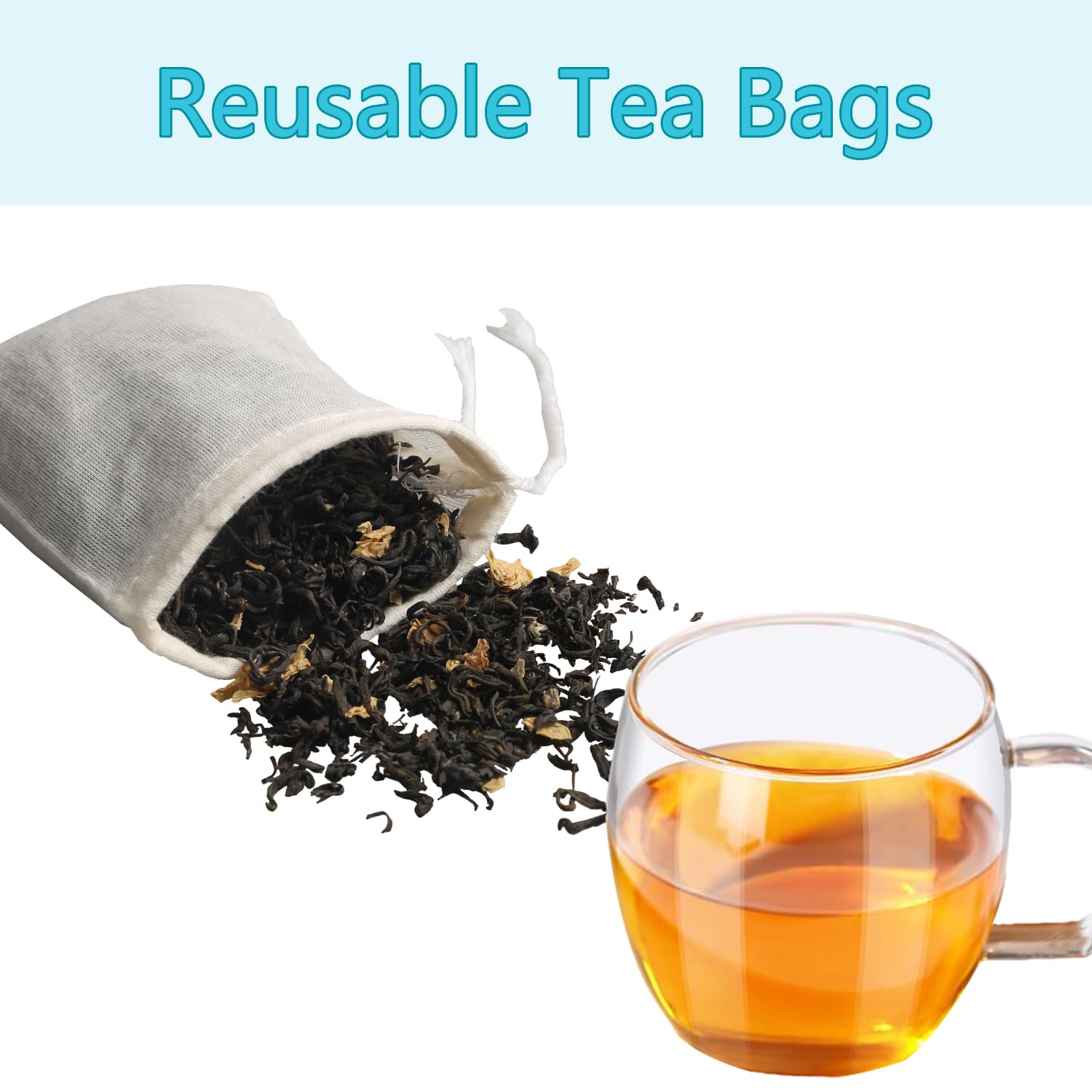 Eketirry Spice Bags, 20pcs Reusable Empty Tea Bags, Muslin Strainer Bags, Soup Bags for Cooking, Natural Cotton Fine Mesh Cheesecloth Bags for Cold Brew Coffee(2 x3" &3 x4")