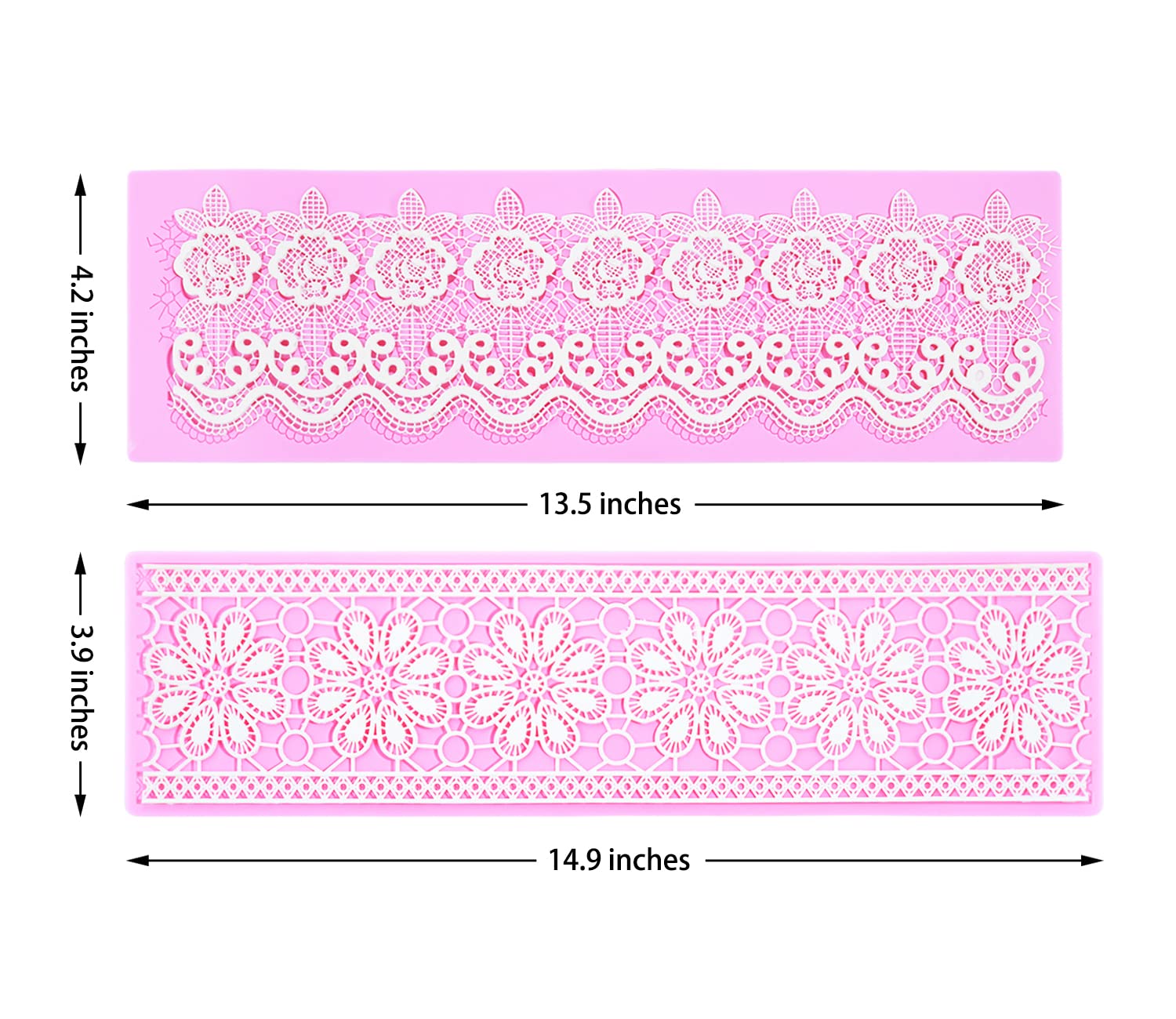 Embossing Lace Fondant Molds, Multi Circle Flowers Lace Mat Wedding Cake Decoration Tool, Rattan Shaped Cupcake Mat Silicone Molds Set of 3