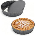 Kazozobi 2 Pack 9.4 × 2 Inches Nonstick Tart Pan with removable bottom, Quiche Pans for Baking, Carbon Steel Deep-dish Pie Pan with Removable Loose Bottom
