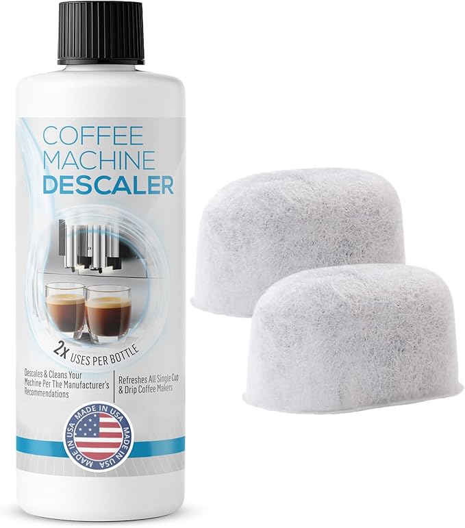 Descaling Solution for Coffee & Espresso Machines - 2 Bottle Pack (4 Uses) - Universally Compatible Descaler Cleaner for Keurig, Breville, Nespresso, Delonghi & All Single Use or Drip Machines