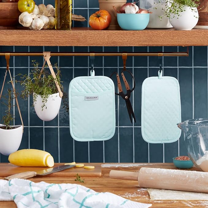 KitchenAid Asteroid Pot Holder 2-Pack Set, Mineral Water, 7"x10"