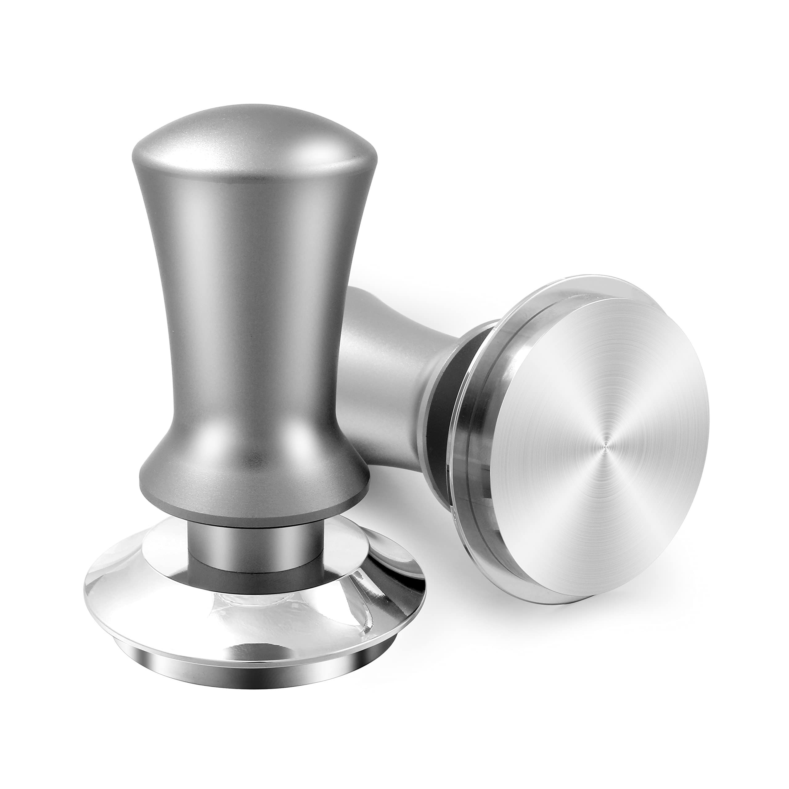 K COOL Coffee Tamper, Espresso Tamper, Premium Barista Tamper with Calibrated Spring, 100% Flat Stainless Steel Base Tamper for Espresso Coffee Machine (51mm, Silver)