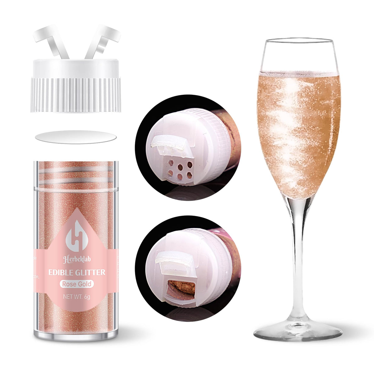 Iridescent Edible Glitter – 6g Rainbow Luster Dust Drink Glitter, Food Grade Shimmer Powder for Cocktails, Cakes, Beverages, Chocolate & Candy