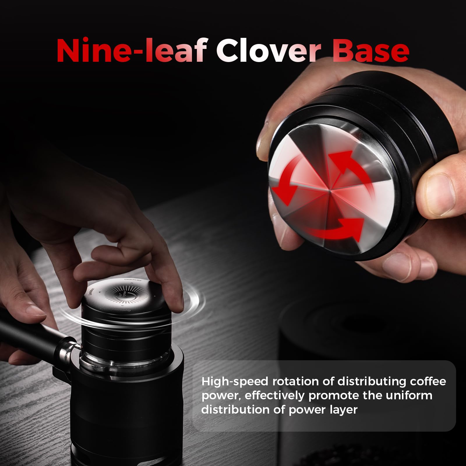 IKAPE 51MM Newly Upgrade Espresso Coffee Distributor, Coffee Dual-Bearing & High-Speed Distribution Tools, Adaptive Height Coffee Tamper Leveler for 51mm Portafilters