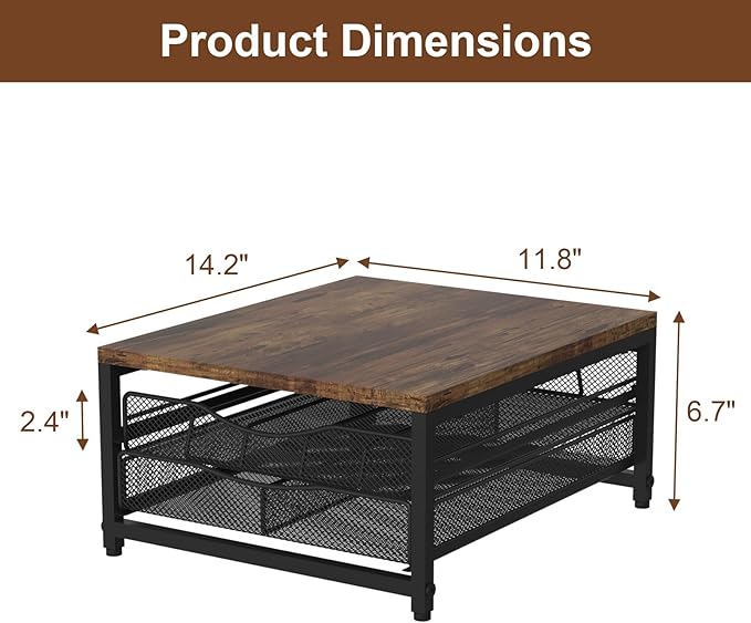 VyGrow Coffee Pod Holder For Counter, Wooden K Cup Holder with Double Layer Sliding Drawer, Large Capacity Coffee Pod Storage for Coffee Station, Home, Office, Kitchen