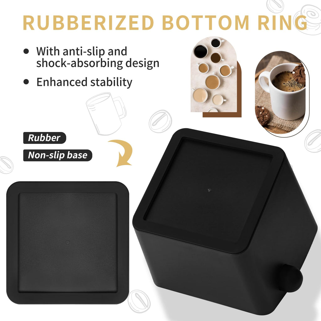 IAOSEN Large Square Knock Box Shock-absorbent Knock Box Espresso with Removable Knock Bar and Non-Slip Base Espresso Accessories for Home/Office (Large Black Knock Box)