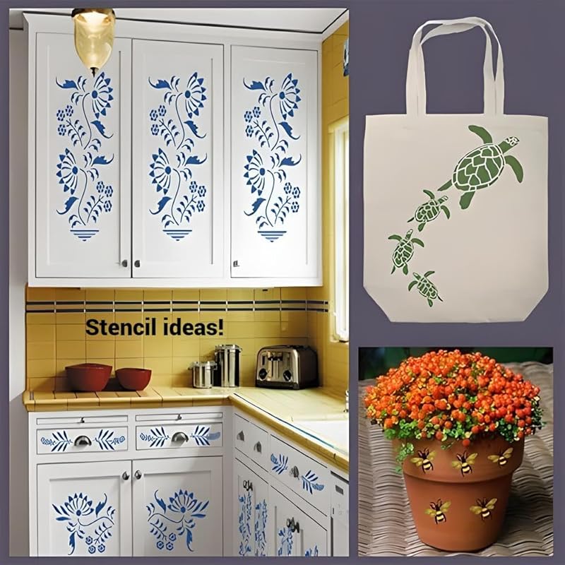 Rosemaling Pattern 3 & 4 Mini Stencils - Reusable Mylar Templates for DIY Crafts, Wood Signs, Walls & Fabric - Nordic Folk Art Painting & Scandinavian Designs - The Artful Stencil
