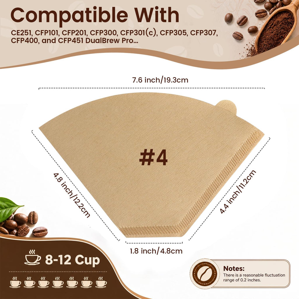 Clinuse 160Pcs #4 Coffee Filters 8-12 Cup, Filters for Ninja Coffee Maker