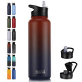 HASLE OUTFITTERS 40oz Stainless Steel Water Bottle, Vacuum Insulated Double Walled Leak Proof Sports Water Bottle with 2 Lids (Straw and Spout Lid) Thermo Mug Keep Cold and Hot(Ruby Purple Gradient,1)