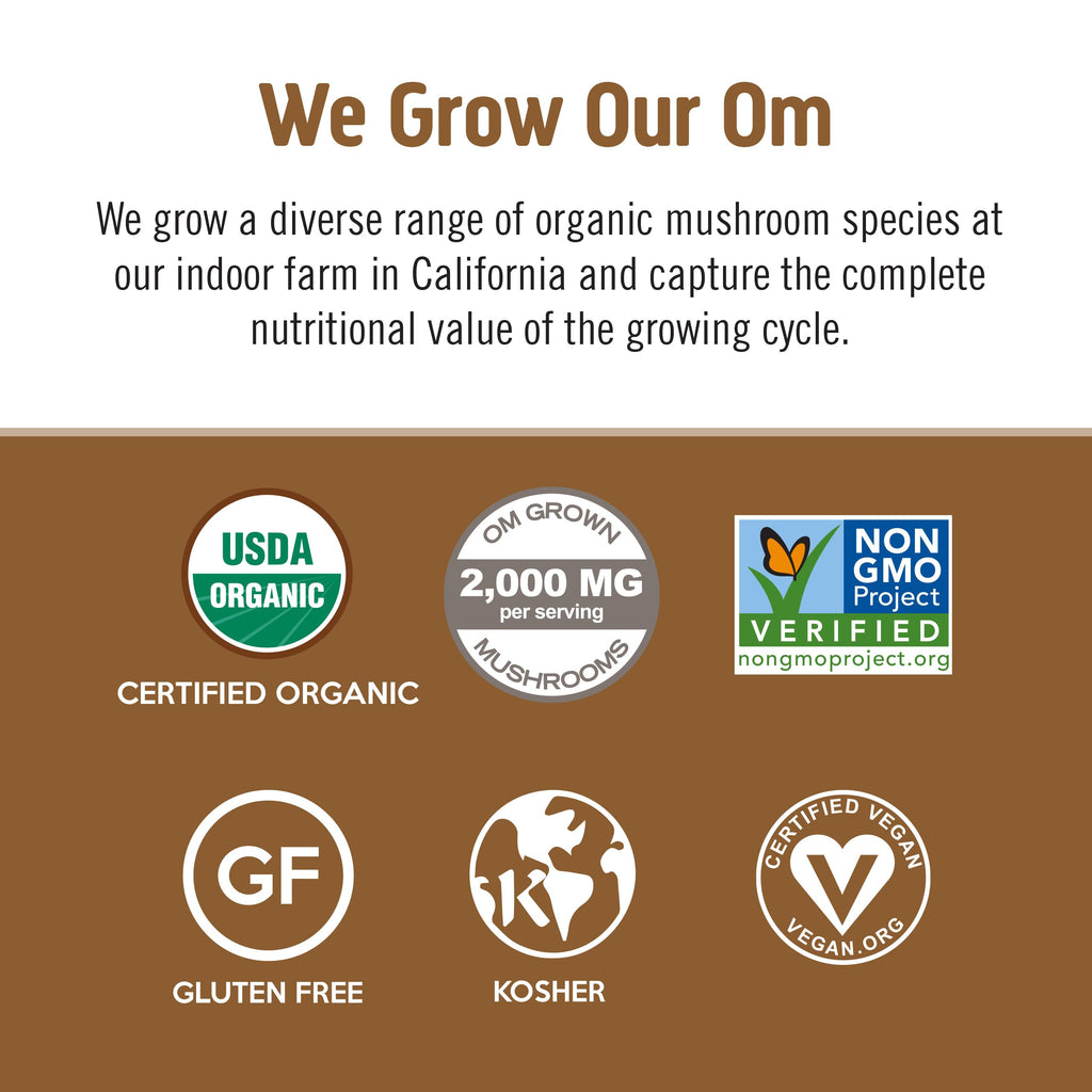 OM MUSHROOM SUPERFOOD Coffee Latte Blend – Functional Mushroom Powder with Lion’s Mane & Cordyceps – Energy, Focus & Mental Clarity Support – 8.47 oz Canister (30 Servings)