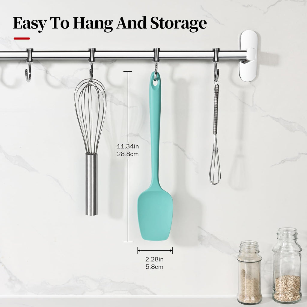 Lilybeam 600ºF Heat Resistant Silicone Spoon Spatula for Cooking, Aqua Sky