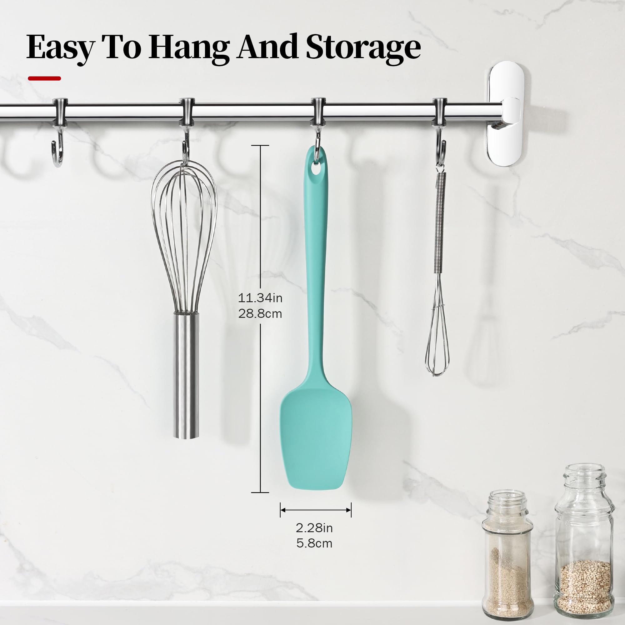 Lilybeam 600ºF Heat Resistant Silicone Spoon Spatula for Cooking, Aqua Sky