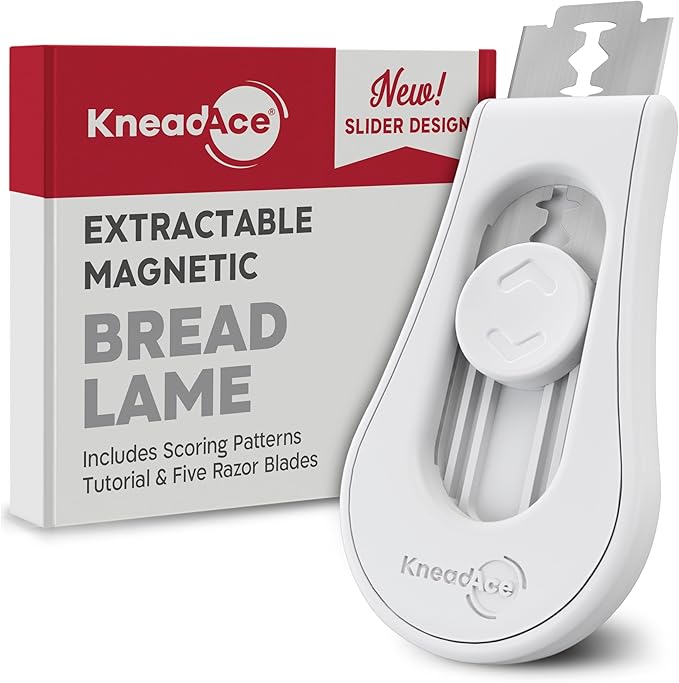 Upgraded Magnetic Bread Lame, Professional Dough Scoring Tool with Extractable Blade, Sourdough Bread Tool for Baking, Includes Scoring Pattern Booklet & 5 Replaceable Razor Blades