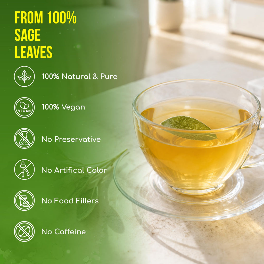 FreshDrinkUS, Premium 135 Sage Leaf Tea Bags, 100% Natural & Pure. Loose Leaf Herbal Tea. Made with Eco-Conscious Tea Bags. No Sugar, No Caffeine, No Gluten, Vegan.