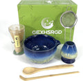 Matcha Whisk Set,6Pcs Matcha Kit Includes Matcha Whisk and Holder,Matcha Bowl with Spout,Matcha Sifter and 2Pcs Matcha Spoon,Suitable as a gift for those who like matcha (Gradient Blue)