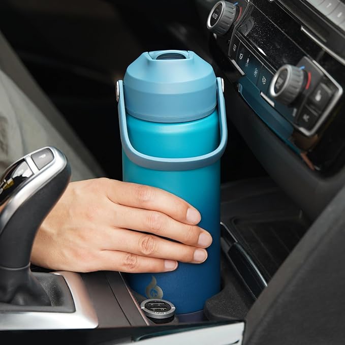 BJPKPK Insulated Water Bottle with Straw Lid, 18oz Thermos Water Bottles with Soft Nozzle, Flex Handle & Non-slip Boot, BPA Free Leak Proof Stainless Steel Metal Thermos, Tumblers, Cups,Vast
