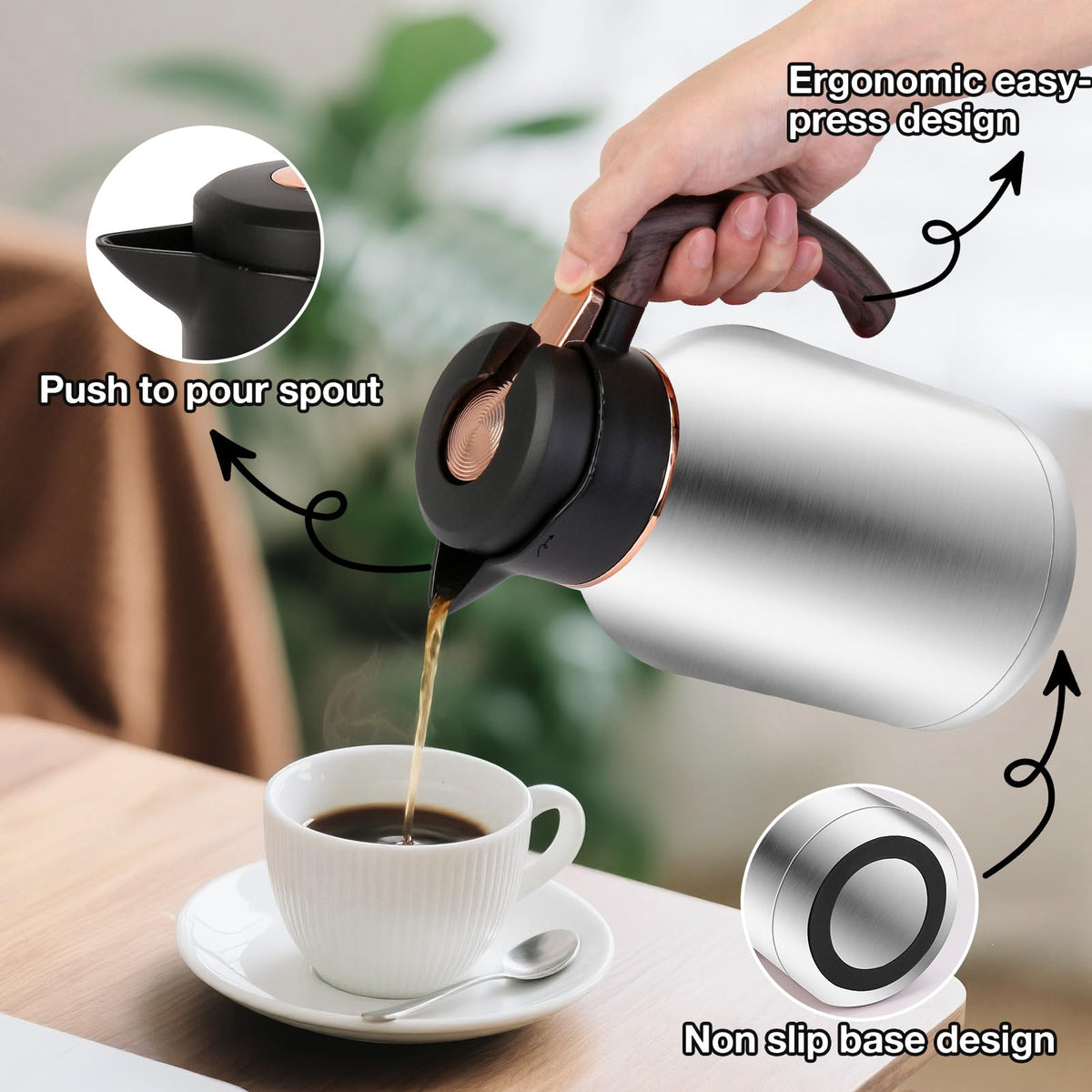 54oz Thermal Coffee Carafe, Stainless Steel Insulated Vacuum Carafe