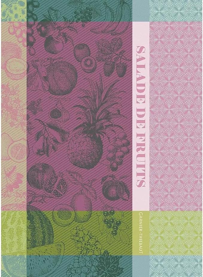 Garnier Thiebaut Salade De Fruits Fuchsia (Fuchsia Fruit Salad) French Kitchen Towel 22"x30", Cotton, Jacquard