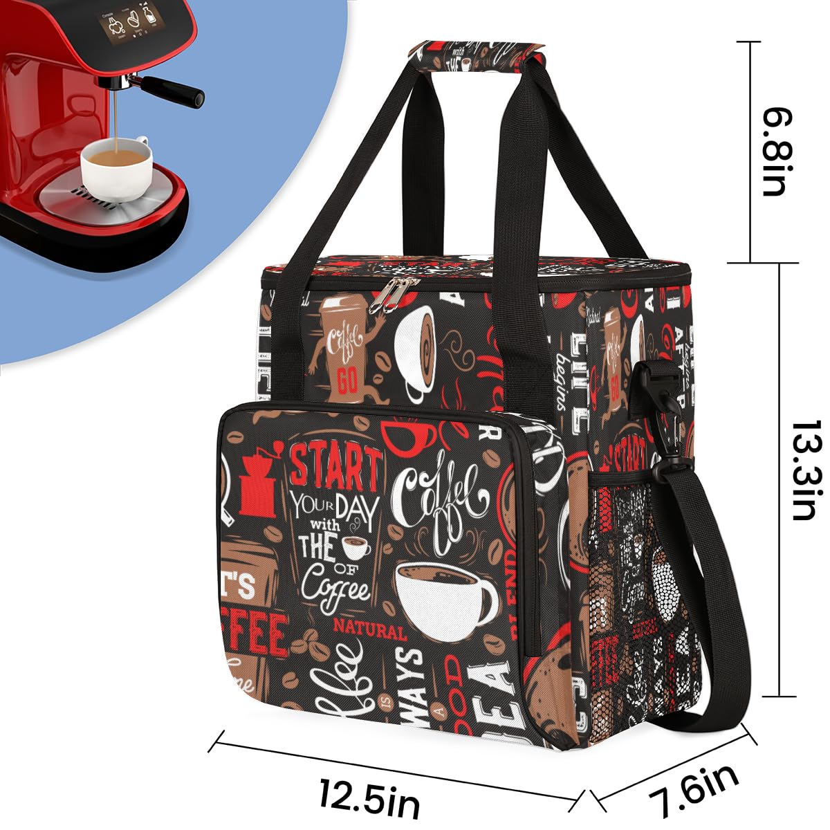 Coffee Maker Bag Compatible with K-Mini or K-Mini Plus Coffee Red Pattern