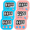 ZILLEEN Digital Kitchen Timers for Cooking Kids Black White 6 Pack
