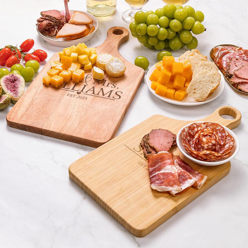 callie Personalized Mr & Mrs Cutting Board, Engraved Wedding Gift for Newly Married Couples