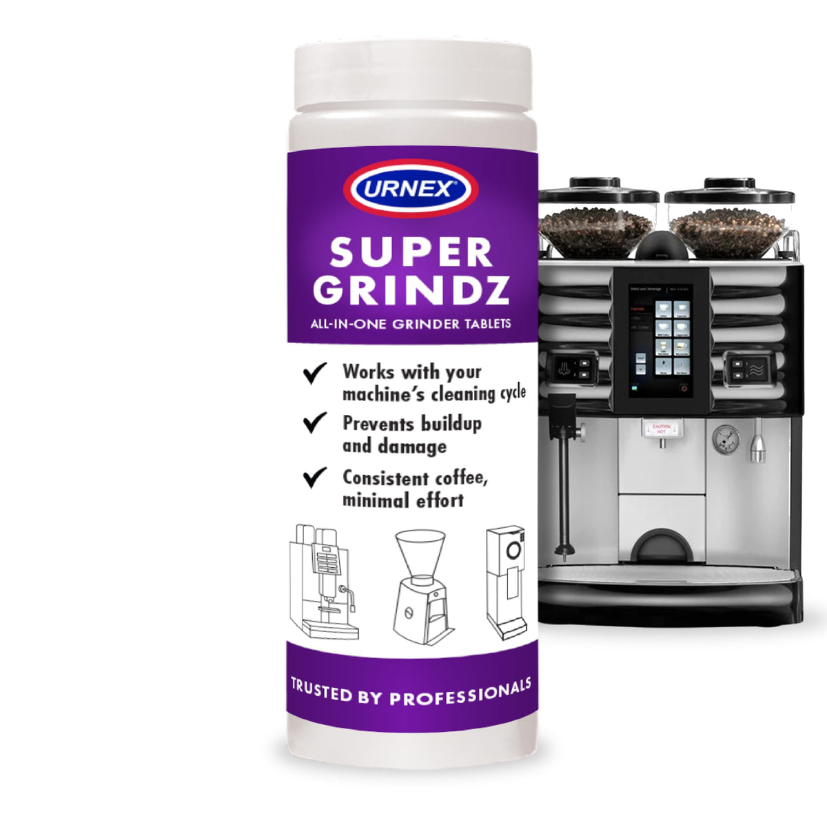 Urnex SuperGrindz Grinder Cleaning Tablets, 11.6 oz Bottle