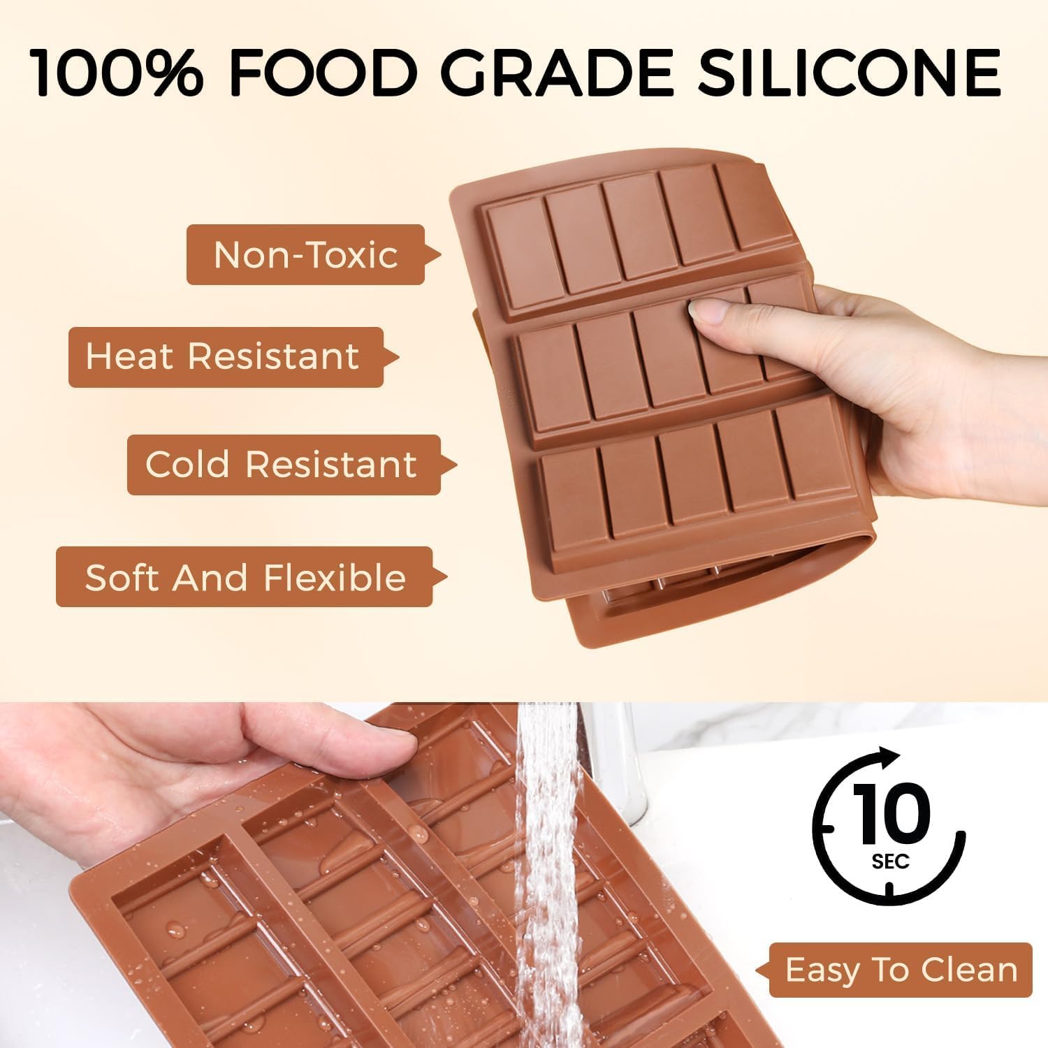 Fimary Chocolate Bar Mold - Non-Stick Silicone Chocolate Molds, Food Grade Dubai Deep Chocolate Bar Mold for Milk Pistachio - Set of 2