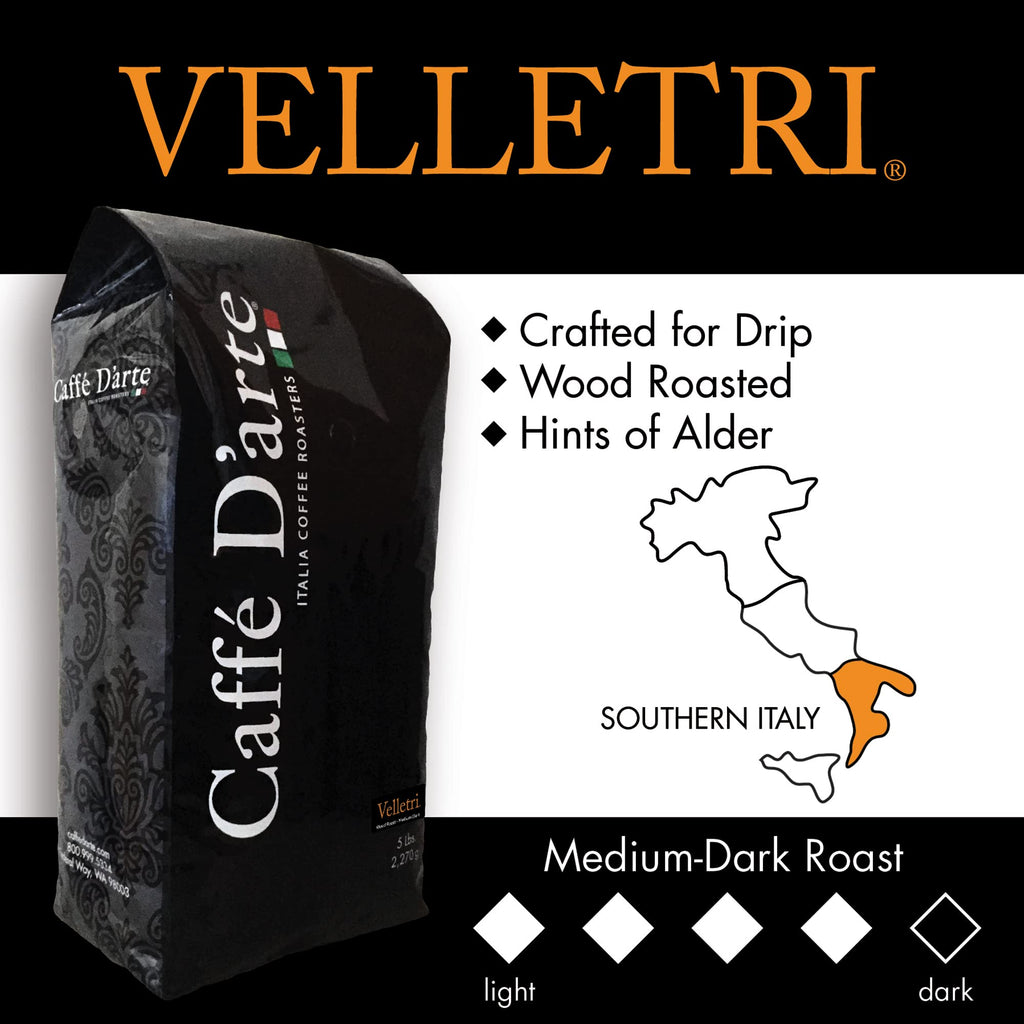 Caffe D'arte Velletri Wood Roast Reserve Whole Bean Coffee, 5 lb