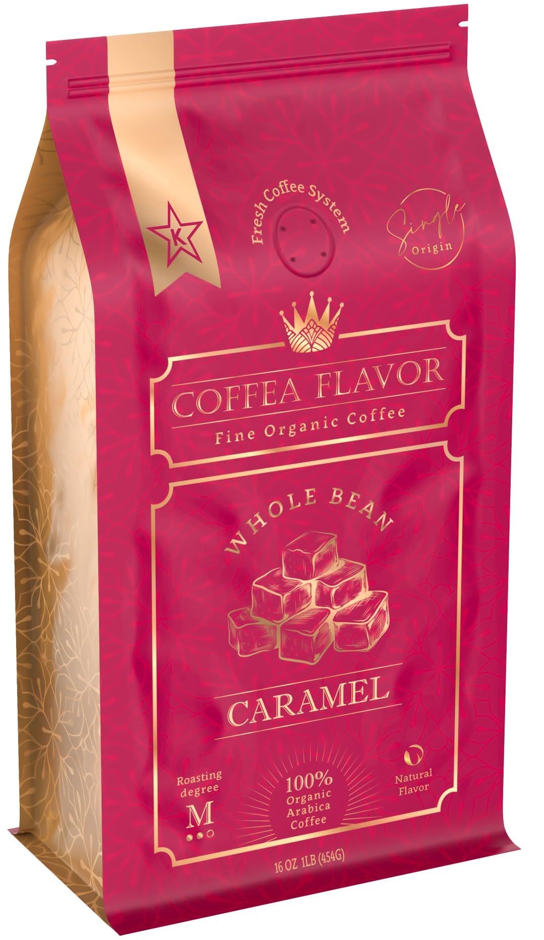Organic Whole Bean Coffee Medium Roast (16oz) - Caramel Flavored