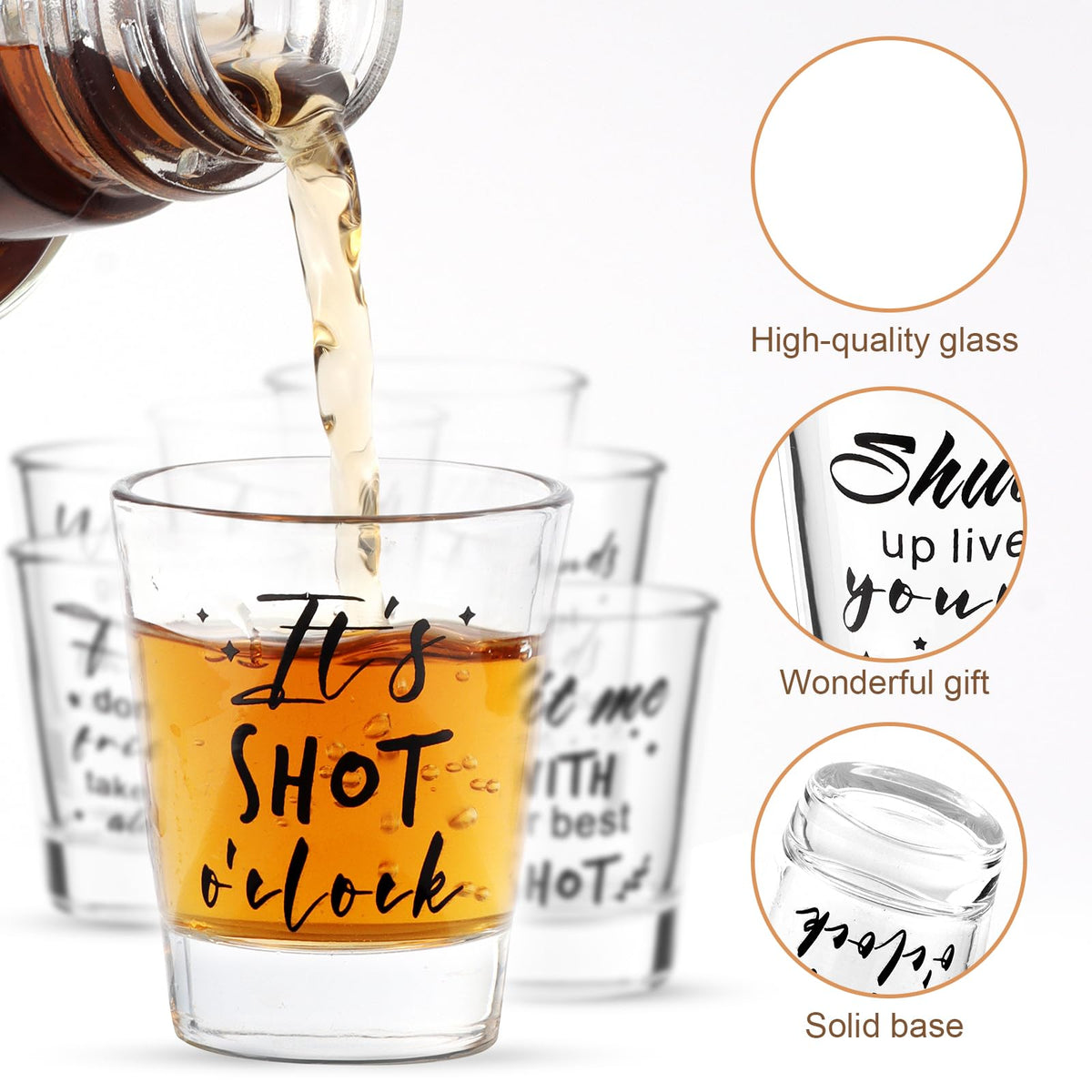Kolewo4ever 24 Pieces Funny Friends Shot Glasses Funny Friends Shot Glasses Clear Glass Cups with Heavy Base for Adult Small Glass Shot Cups 1.75 oz Shot Glass for Best Friend