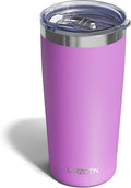 Travel Coffee Tumbler 20oz, Leakproof Travel Coffee Mug with Lid and Straw, Stainless Steel Double Wall Vacuum Insulated Tumbler for Hot/Iced Drinks (Textured Matte, Lilac Pink)