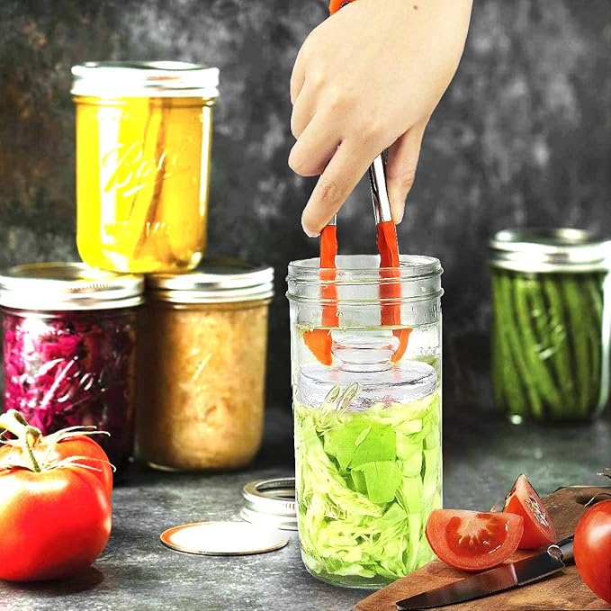 Artcome 5-Pack Glass Fermentation Weights with Easy Grip Handle and Unique Texture Design for Large Wide Mouth Mason Jars