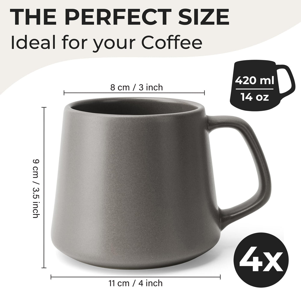MIAMIO - Coffee Mugs Set of 4, Ceramic (14oz) - Luxe (Classic Pastel)