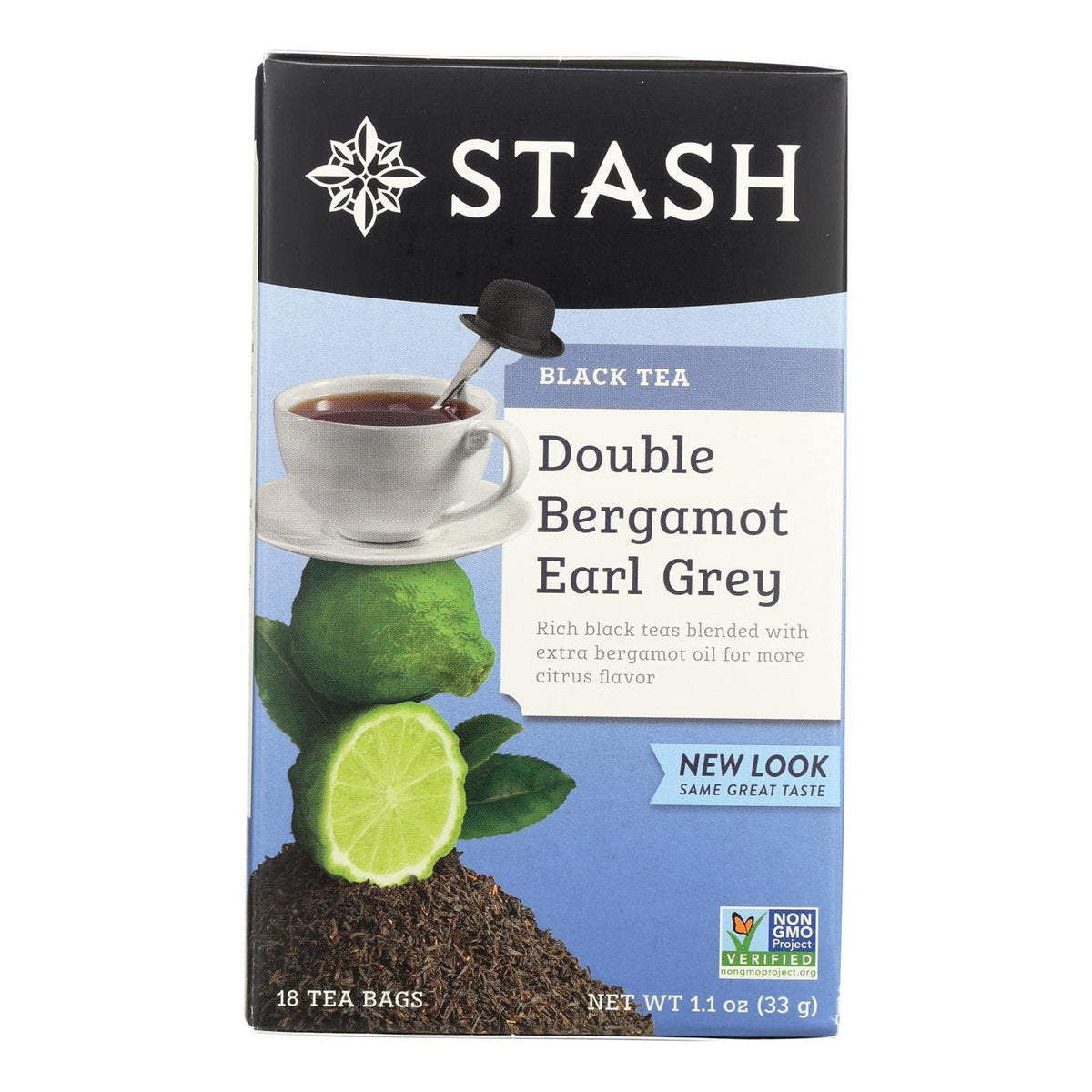 Stash Tea Double Bergamot Earl Grey Black Tea - Caffeinated, Non-GMO Project Verified Premium Tea with No Artificial Ingredients, 18 Count (Pack of 6) - 108 Bags Total